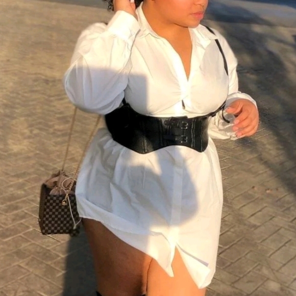 Womens Corset black vegan leather harness buckle suspenders steampunk waist belt - Picture 8 of 17